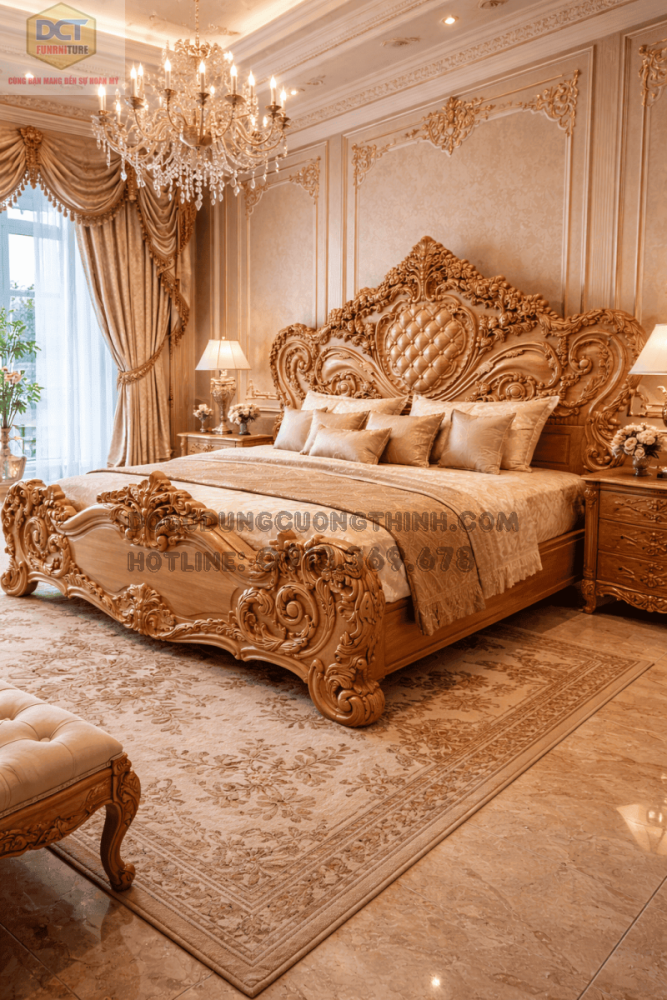 Giường ngủ cổ điển hoàng gia gỗ gõ đỏ G47 đẳng cấp